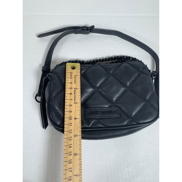 Steve Madden Black Quilted Crossbody Bag Chain Strap Evening Mini - Picture 7 of 8